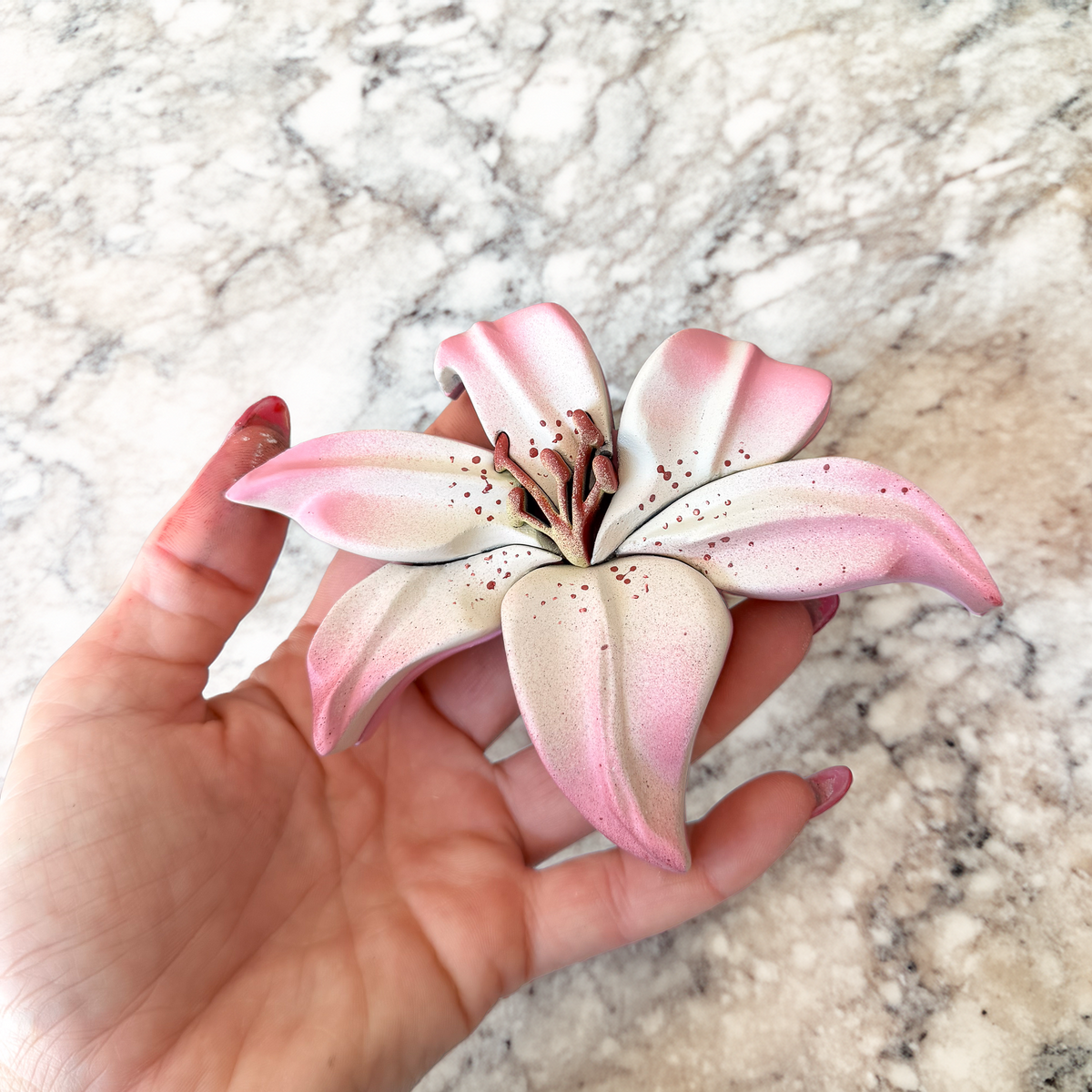 Floral Magnet 07 - Pink + White Lily