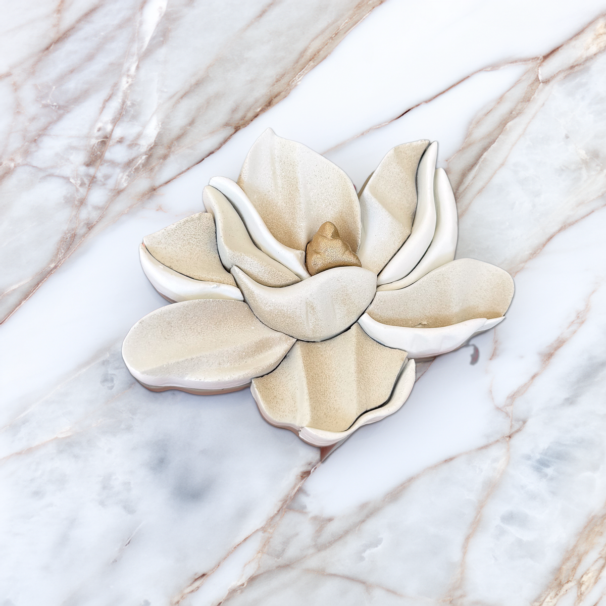 Floral Magnet 13 - White + Gold Magnolia