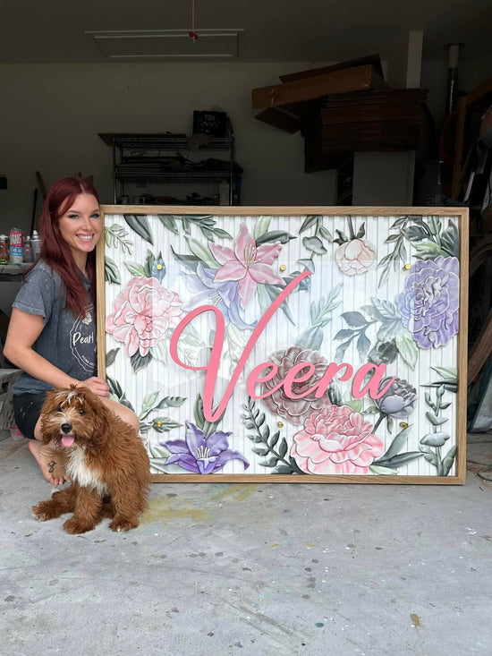 VEERA floral wooden sign