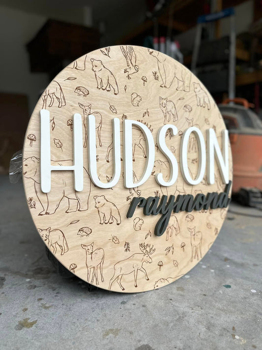 Woodland Engraved Round