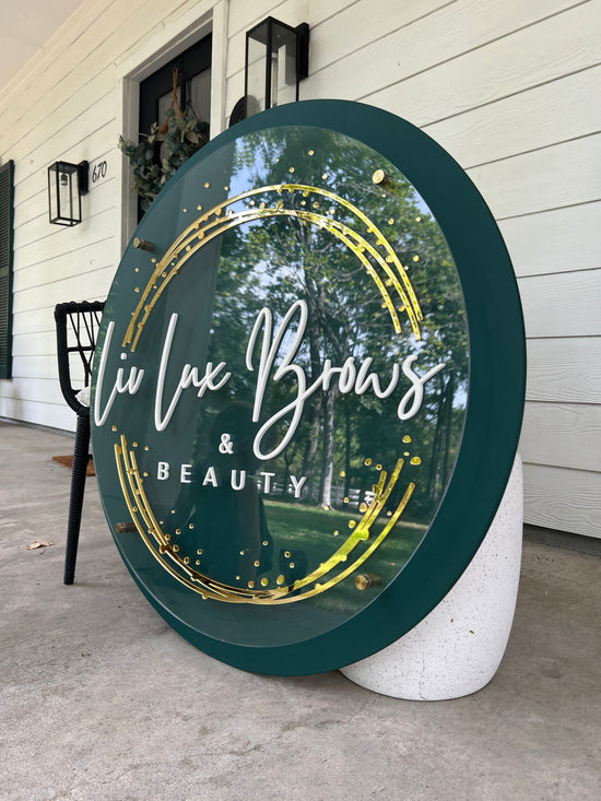 Liv Lux Brows green logo sign